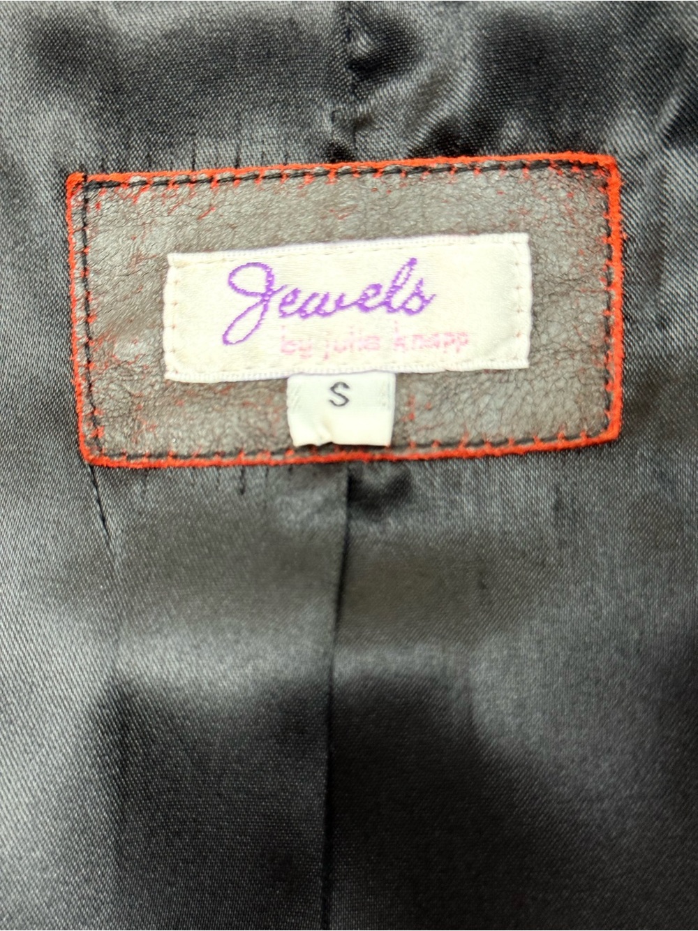 ARCHIVAL SUIT JEWELS by Julie Knapp Burnished Leather Moto Suit Set/S Red Black - Picture 2 of 16